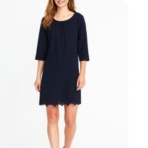 Old Navy Black Eyelet Trim Above The Knee Shift Dress Small.